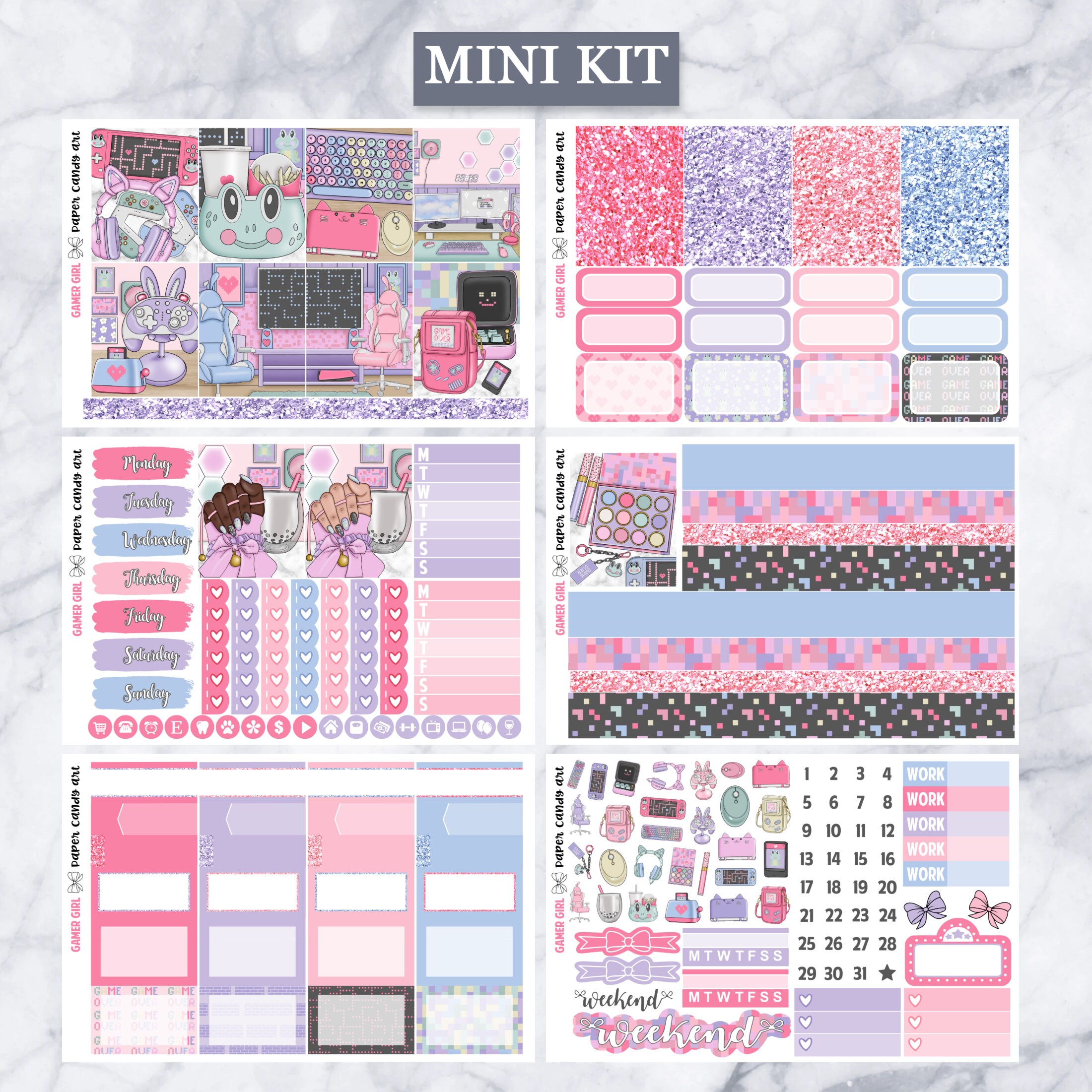 EC Kit Gamer Girl // Weekly Planner Stickers Kit // Erin Condren - Etsy