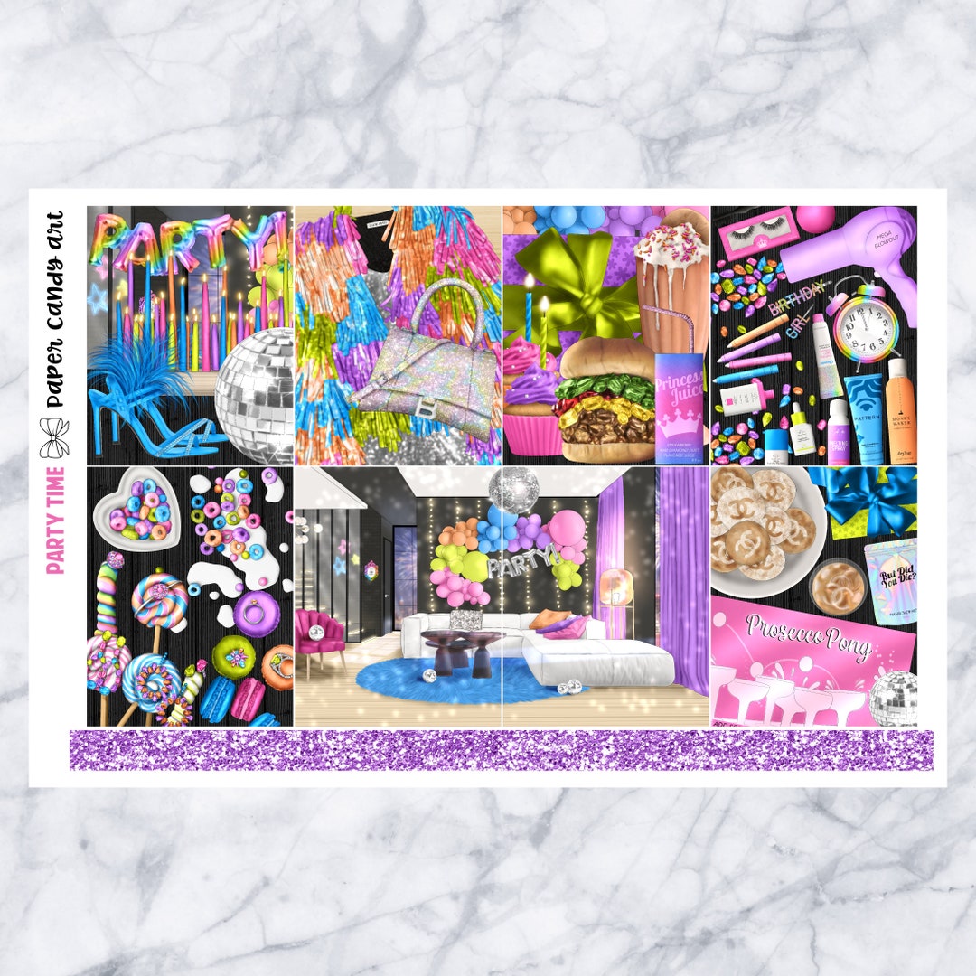 EC Kit Party Time // Weekly Planner Stickers Kit // Erin Condren - Etsy
