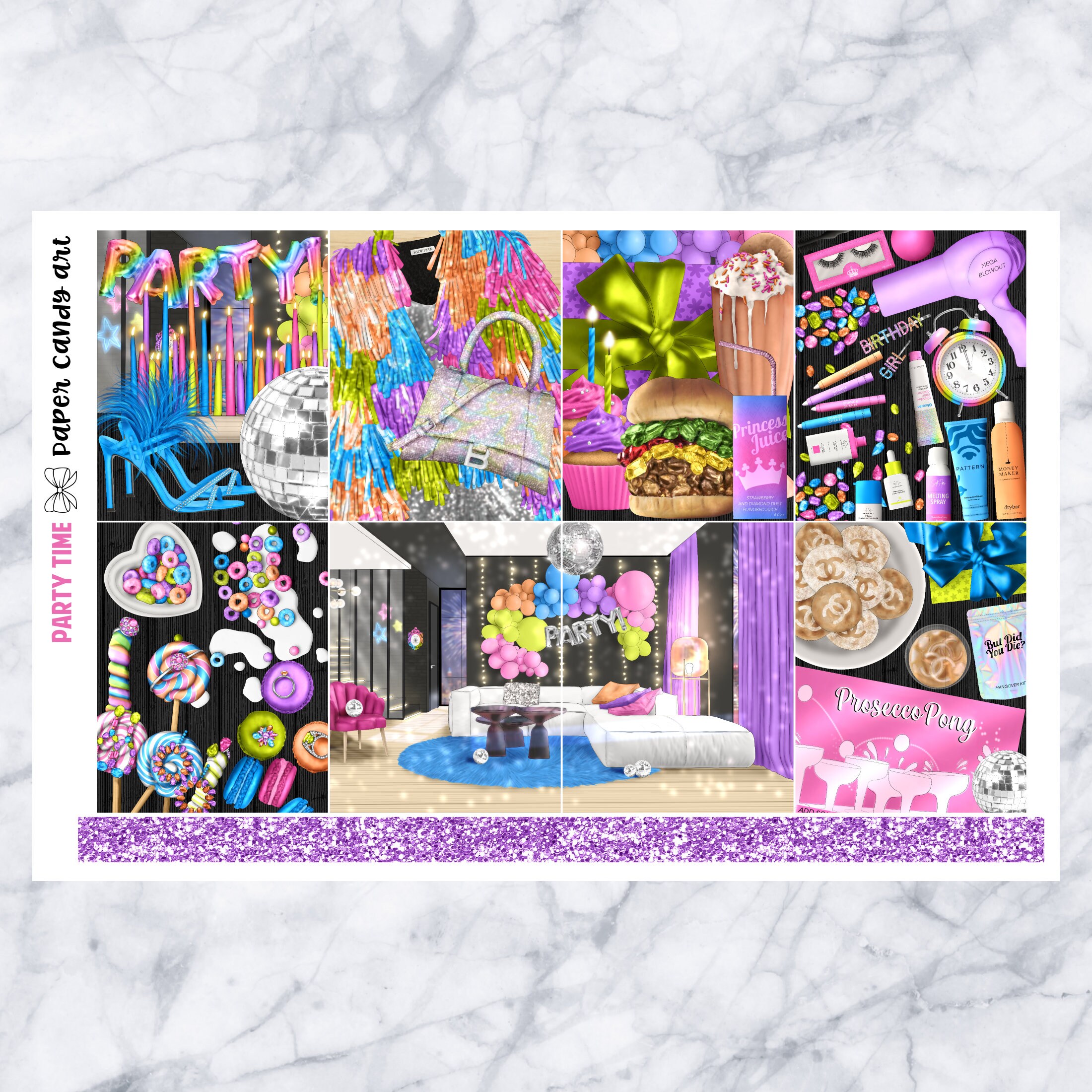 EC Kit Party Time // Weekly Planner Stickers Kit // Erin Condren - Etsy
