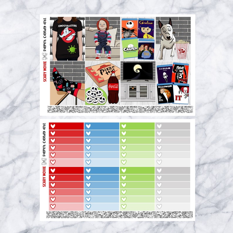 EC DELUXE KIT Scary Movie Weekly Planner Stickers Kit Erin Condren
