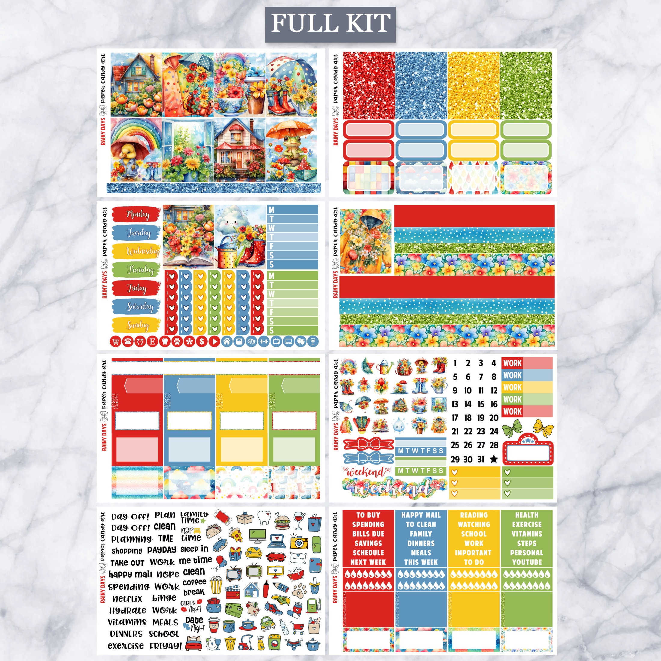 EC Kit Rainy Days // Weekly Planner Stickers Kit // Erin Condren - Etsy