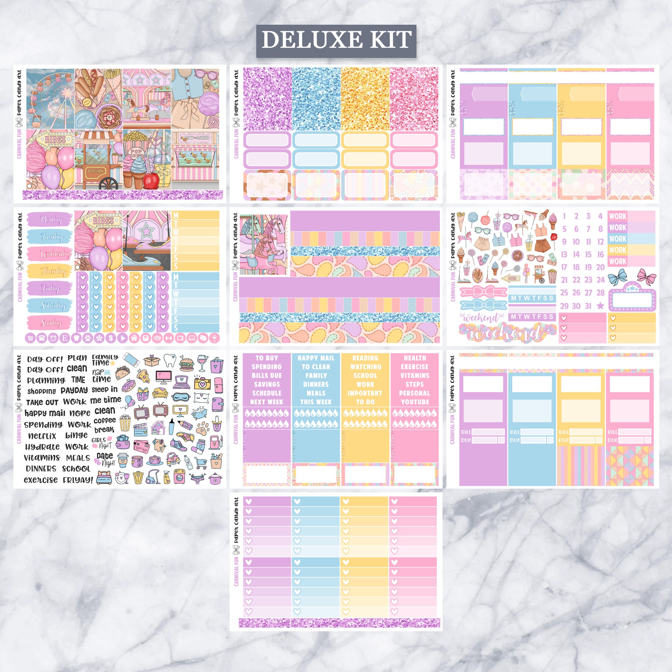 EC Kit Carnival Fun // Weekly Planner Stickers Kit // Erin Condren - Etsy
