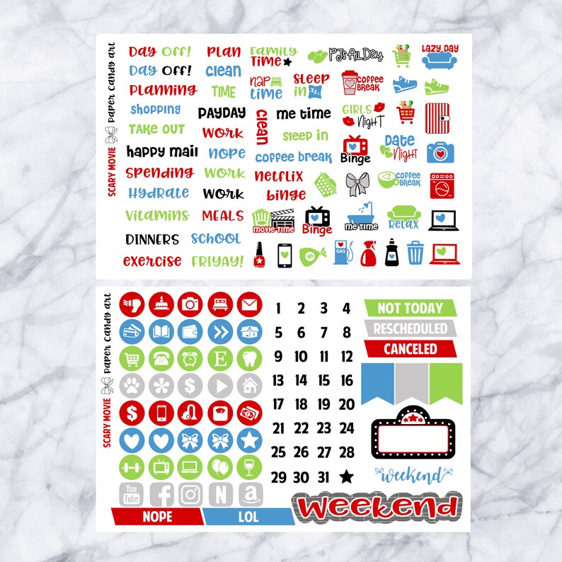 EC DELUXE KIT Scary Movie Weekly Planner Stickers Kit Erin Condren