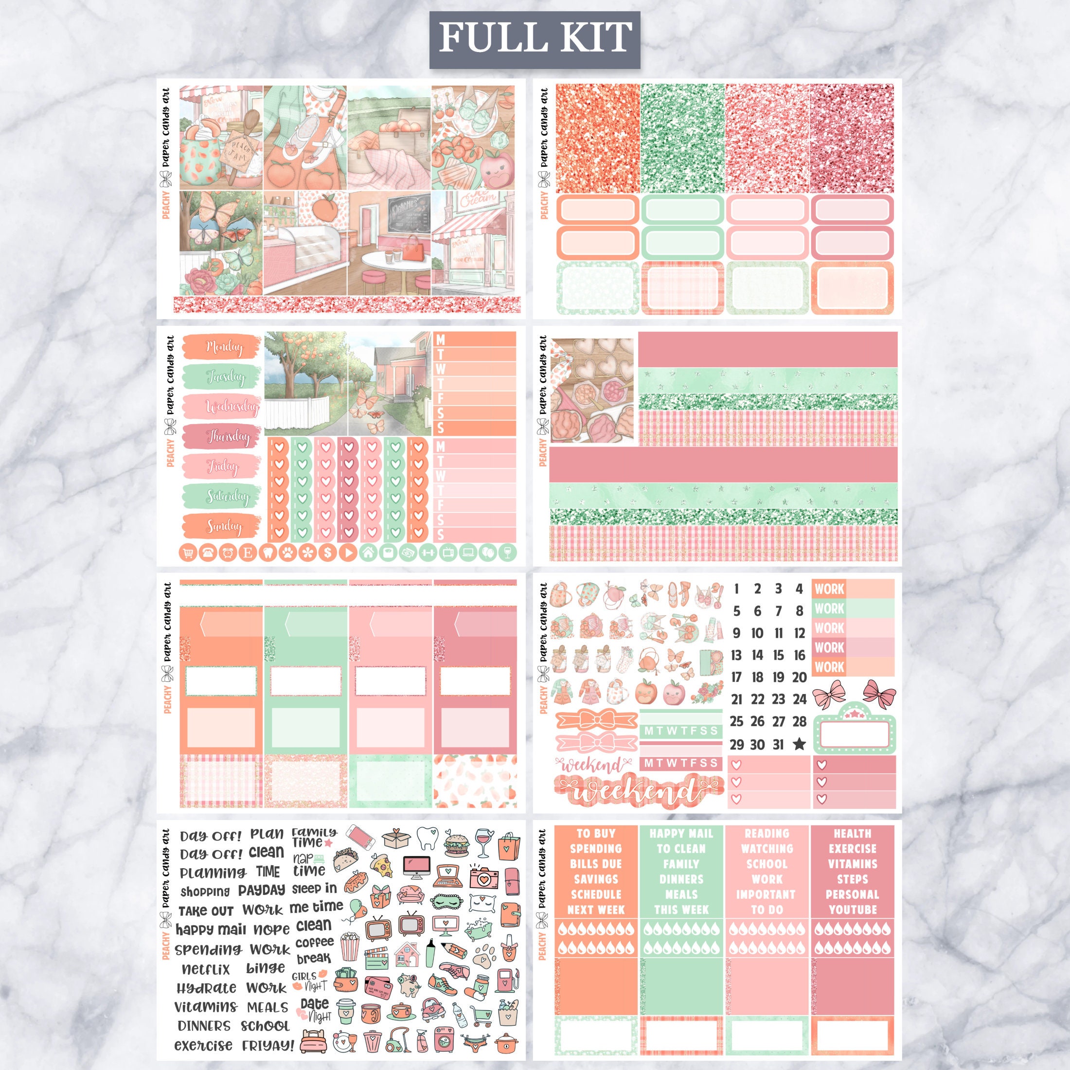 EC Kit Peachy // Weekly Planner Stickers Kit // Erin Condren - Etsy