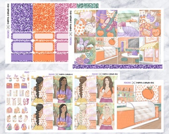 COMPLEMENTOS Melocotones // Pegatinas del planificador // caja doble, encabezados de brillo, cajas completas, deco, chicas de moda