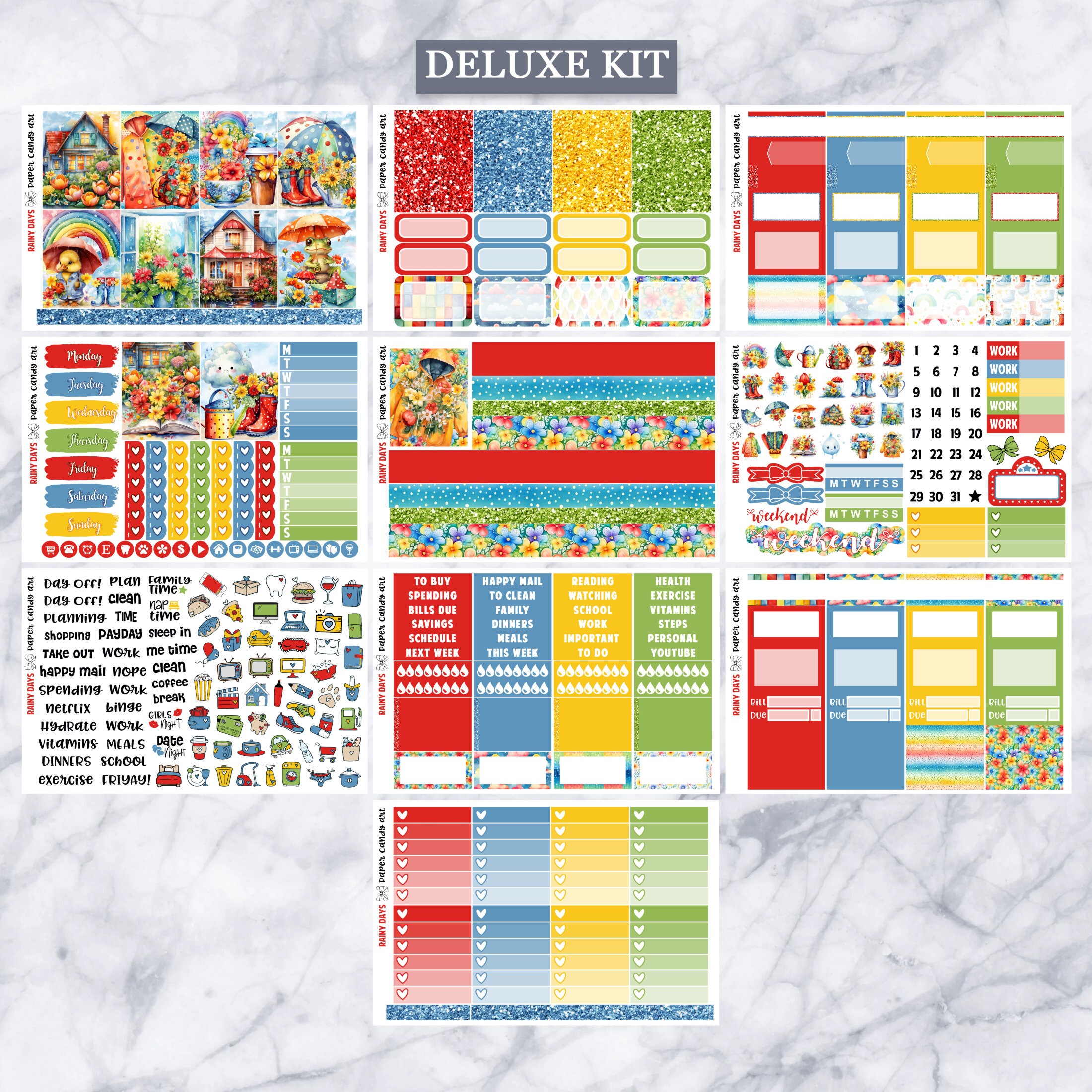 EC Kit Rainy Days // Weekly Planner Stickers Kit // Erin Condren - Etsy