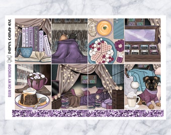Kit EC Lluvia en mi ventana // Kit de pegatinas para agenda semanal // Erin Condren