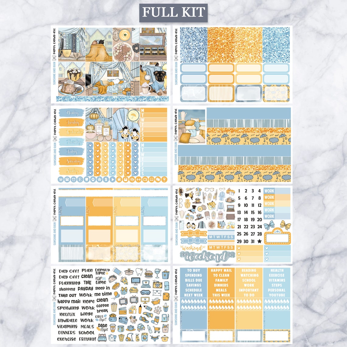 EC Kit Sunshine and Rain // Weekly Planner Stickers Kit // Erin Condren ...