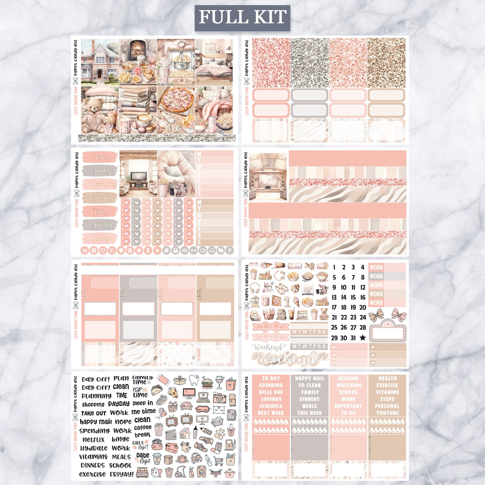 EC Kit Cozy Movie Time // Weekly Planner Stickers Kit // Erin Condren ...