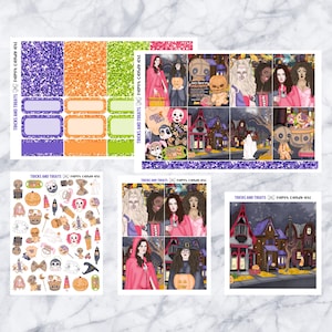 ADD-ONS Tricks and Treats // Planner Stickers // double box, glitter headers, full boxes, deco, fashion girls