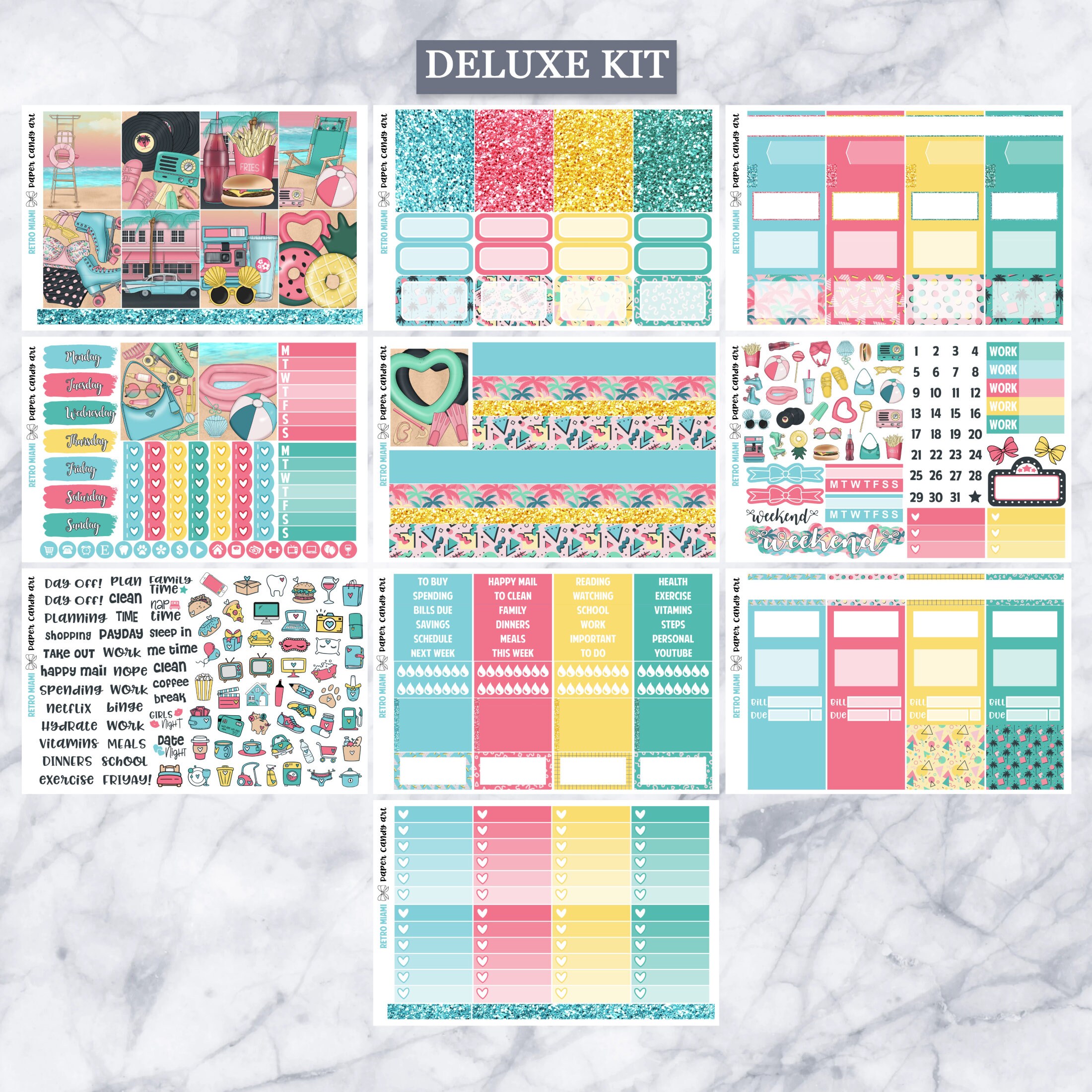 EC Kit Retro Miami // Weekly Planner Stickers Kit // Erin Condren - Etsy