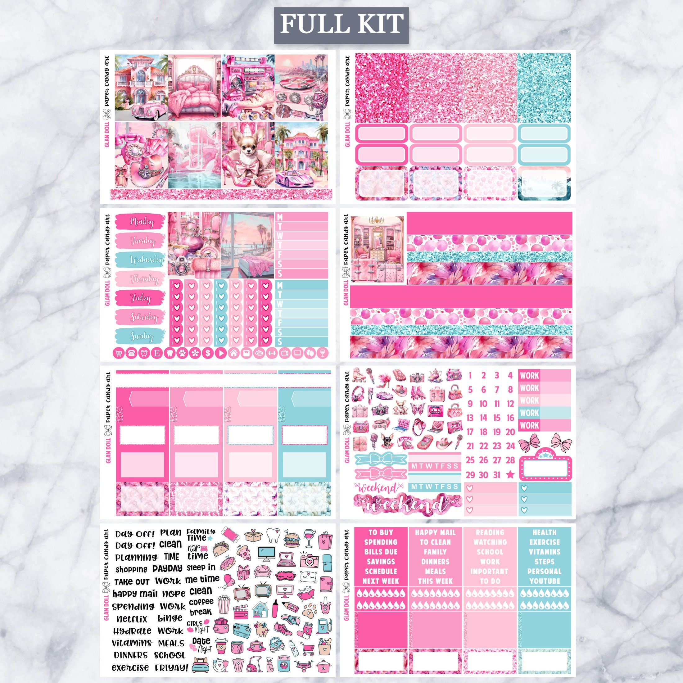 EC Kit Glam Doll // Weekly Planner Stickers Kit // Erin Condren - Etsy