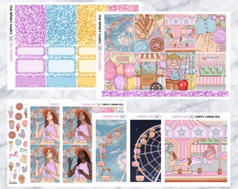 ADD-ONS Carnival Fun // Planner Stickers // double box, glitter headers, full boxes, deco, fashion girls