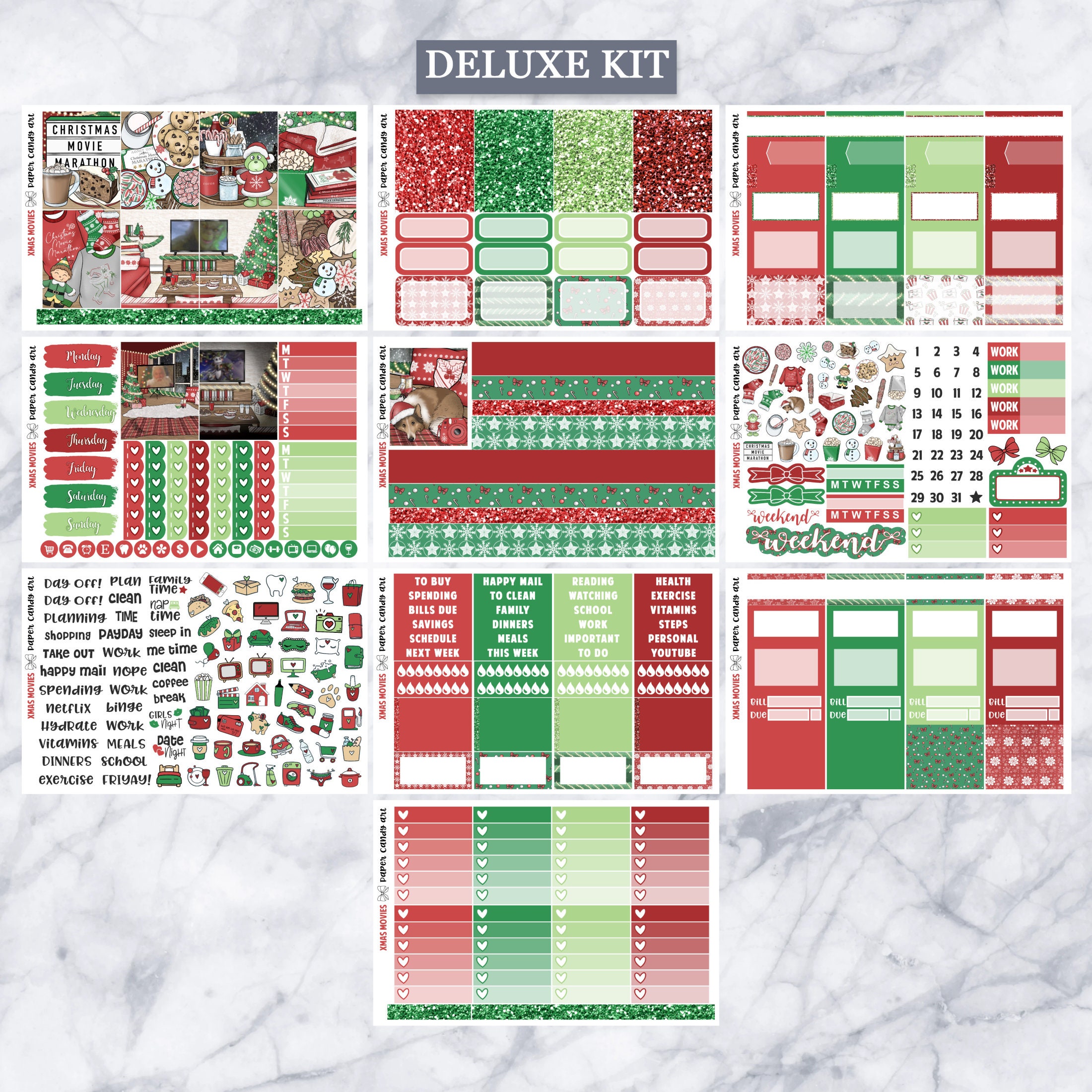 EC Kit Xmas Movies // Weekly Planner Stickers Kit // Erin Condren - Etsy