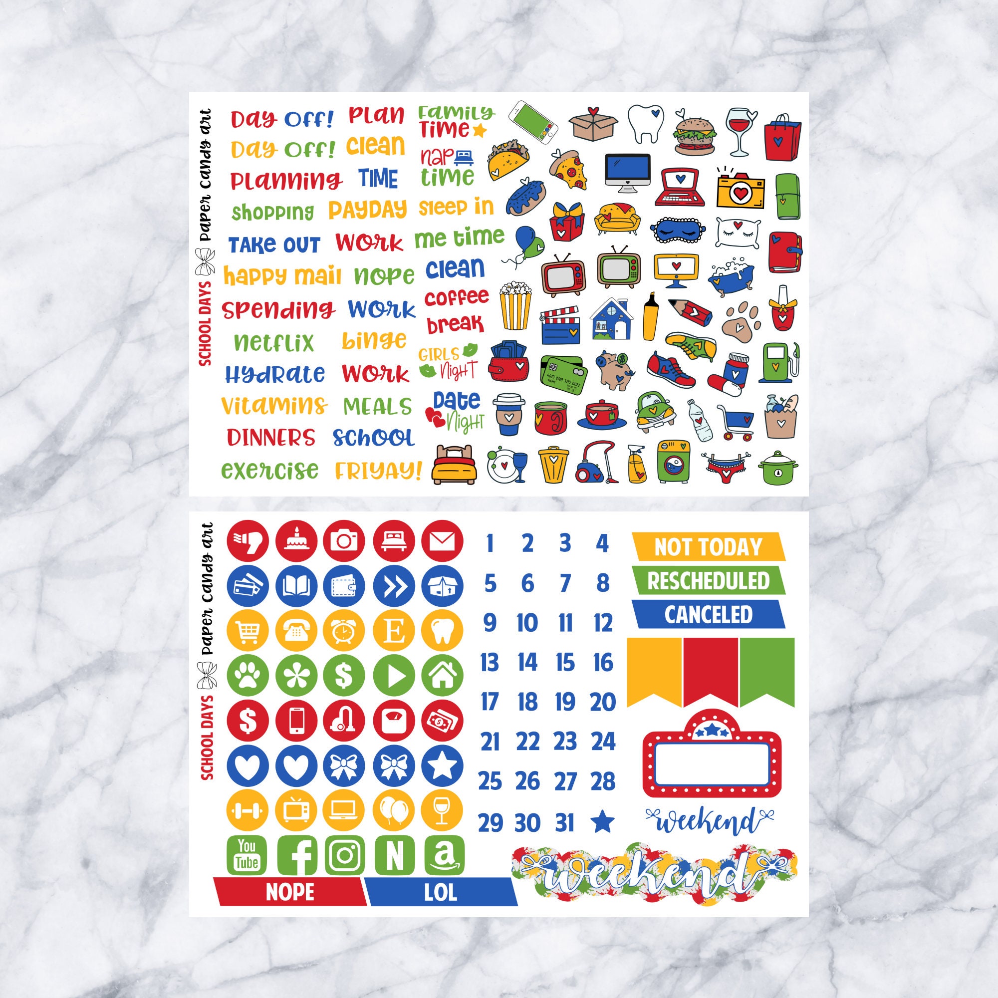 EC DELUXE Kit School Days // Weekly Planner Stickers Kit // Erin ...