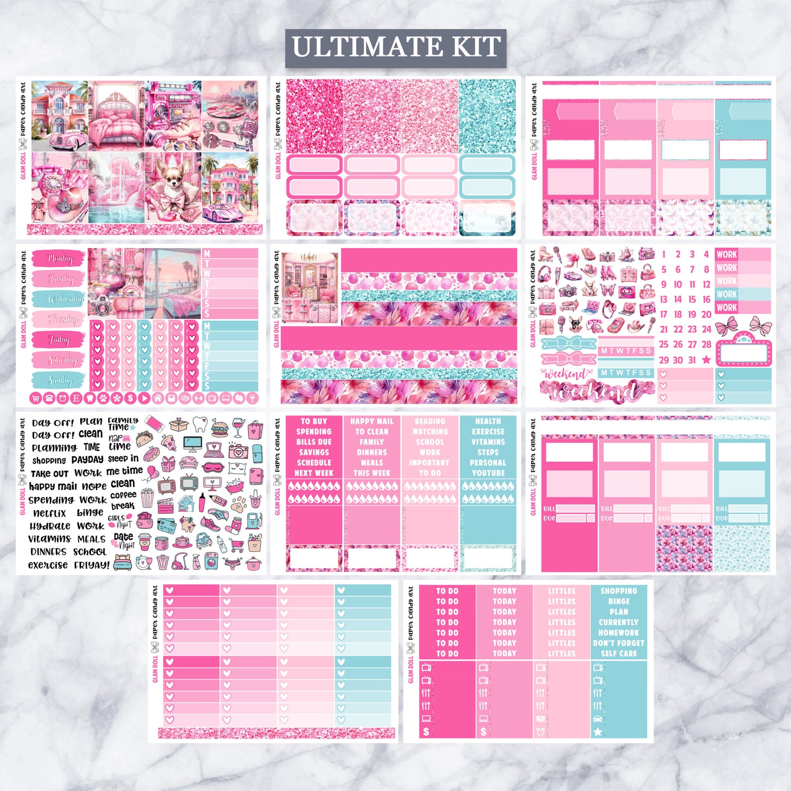 EC Kit Glam Doll // Weekly Planner Stickers Kit // Erin Condren - Etsy
