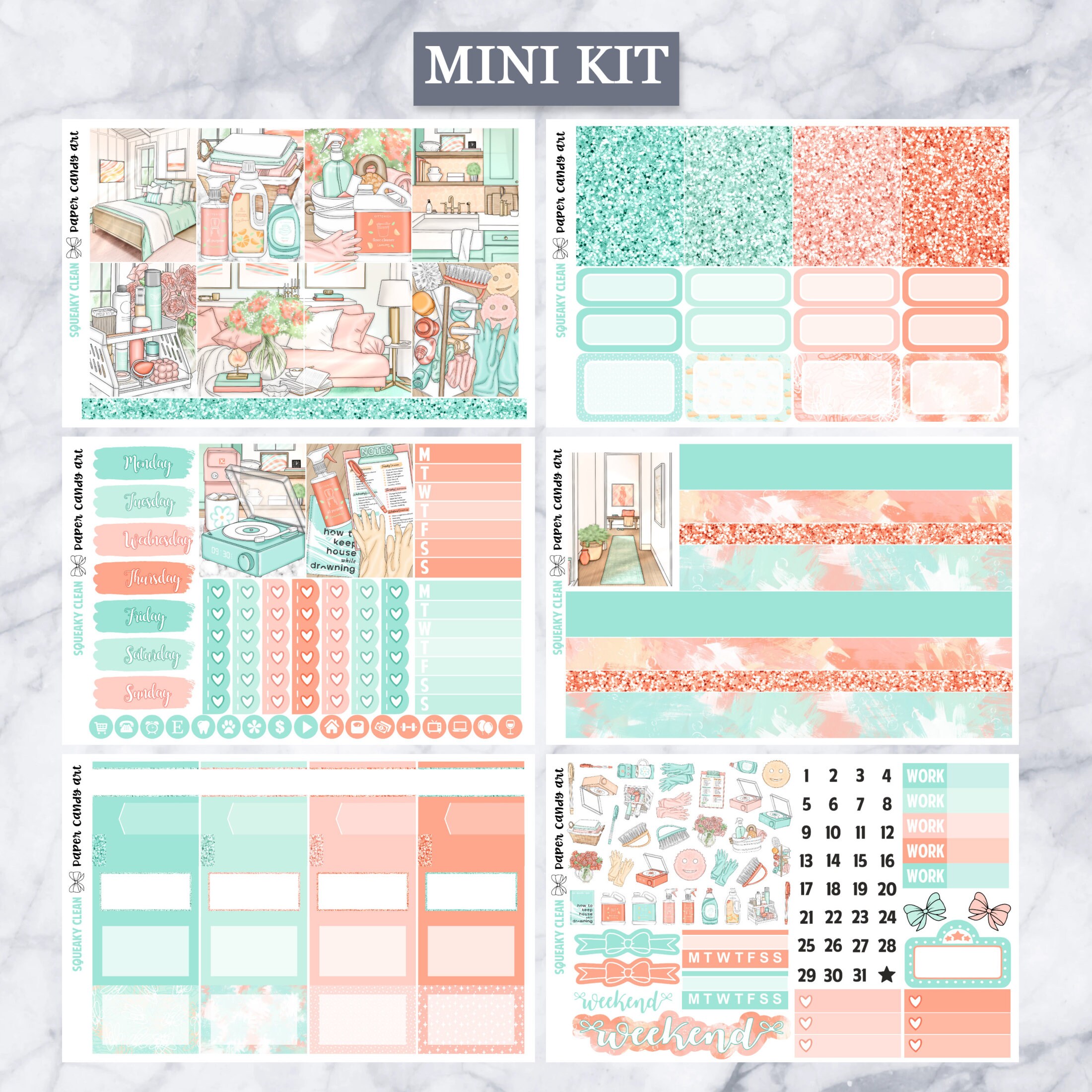 EC Kit Squeaky Clean // Weekly Planner Stickers Kit // Erin Condren - Etsy