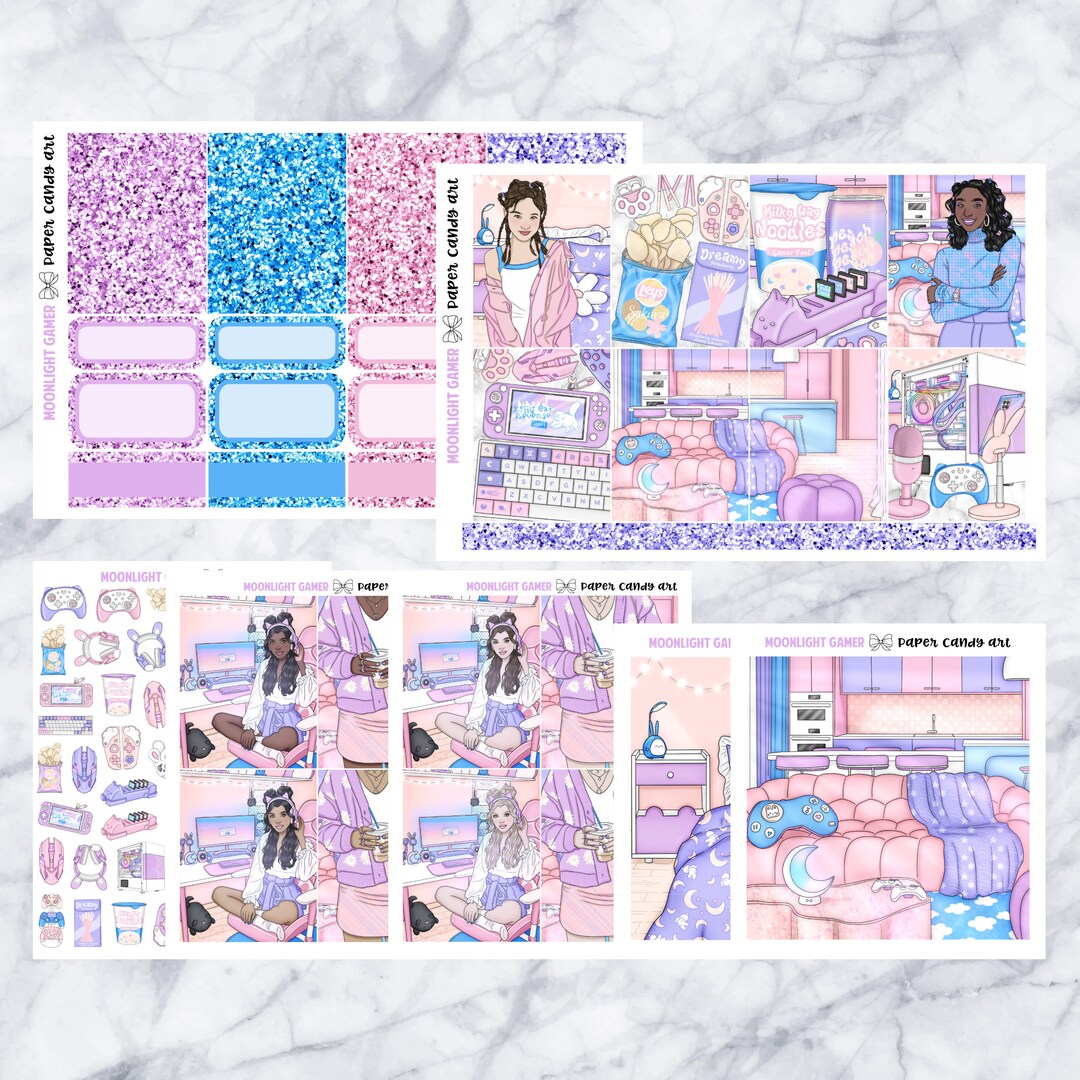 ADD-ONS Moonlight Gamer // Planner Stickers // Double Box, Glitter ...