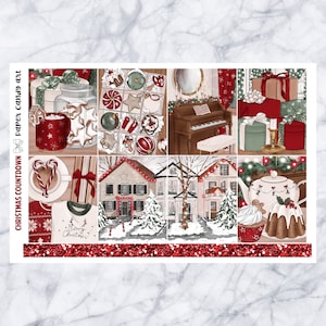 EC Kit Compte à rebours de Noël // Kit d’autocollants de planificateur hebdomadaire // Erin Condren