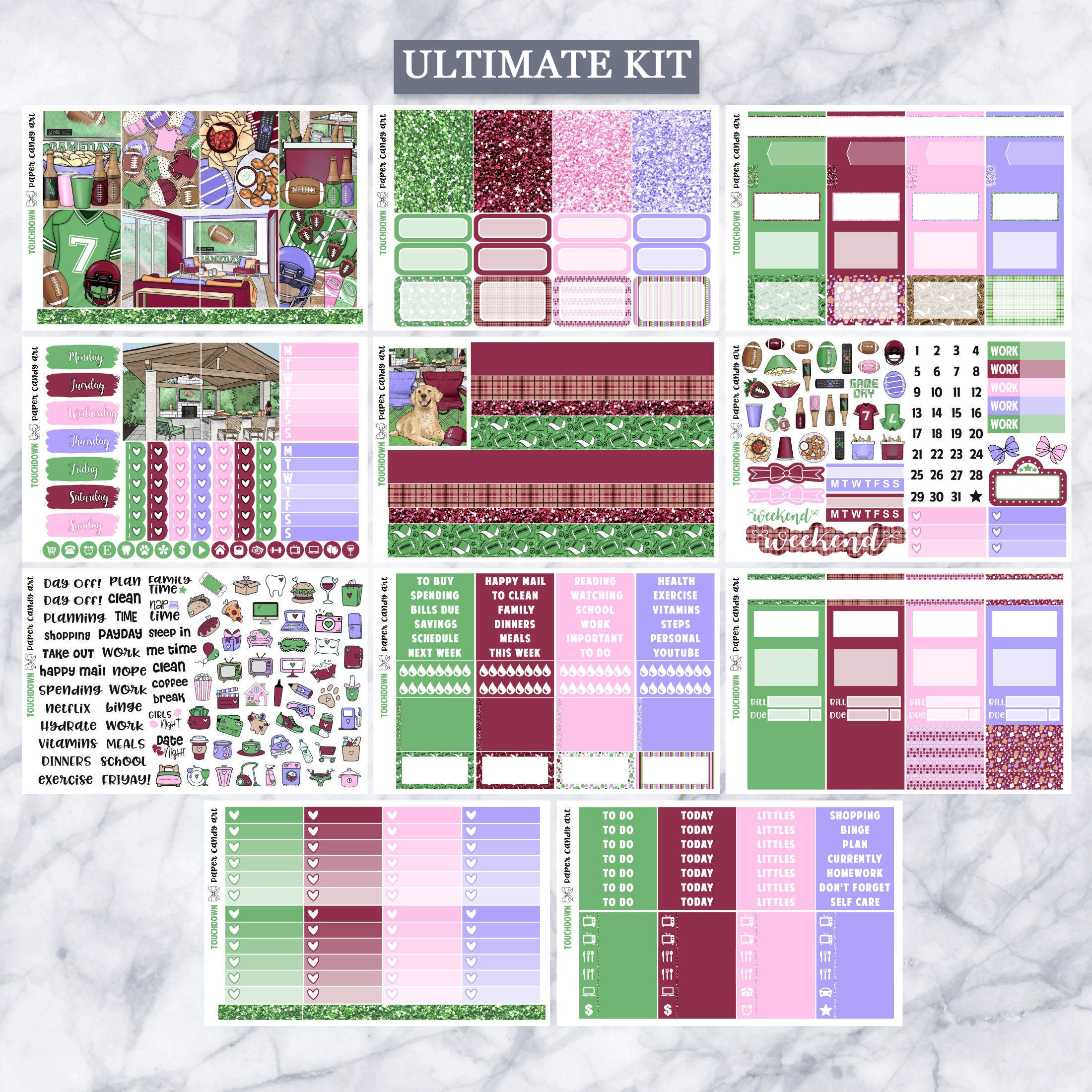 EC Kit Touchdown // Weekly Planner Stickers Kit // Erin Condren - Etsy