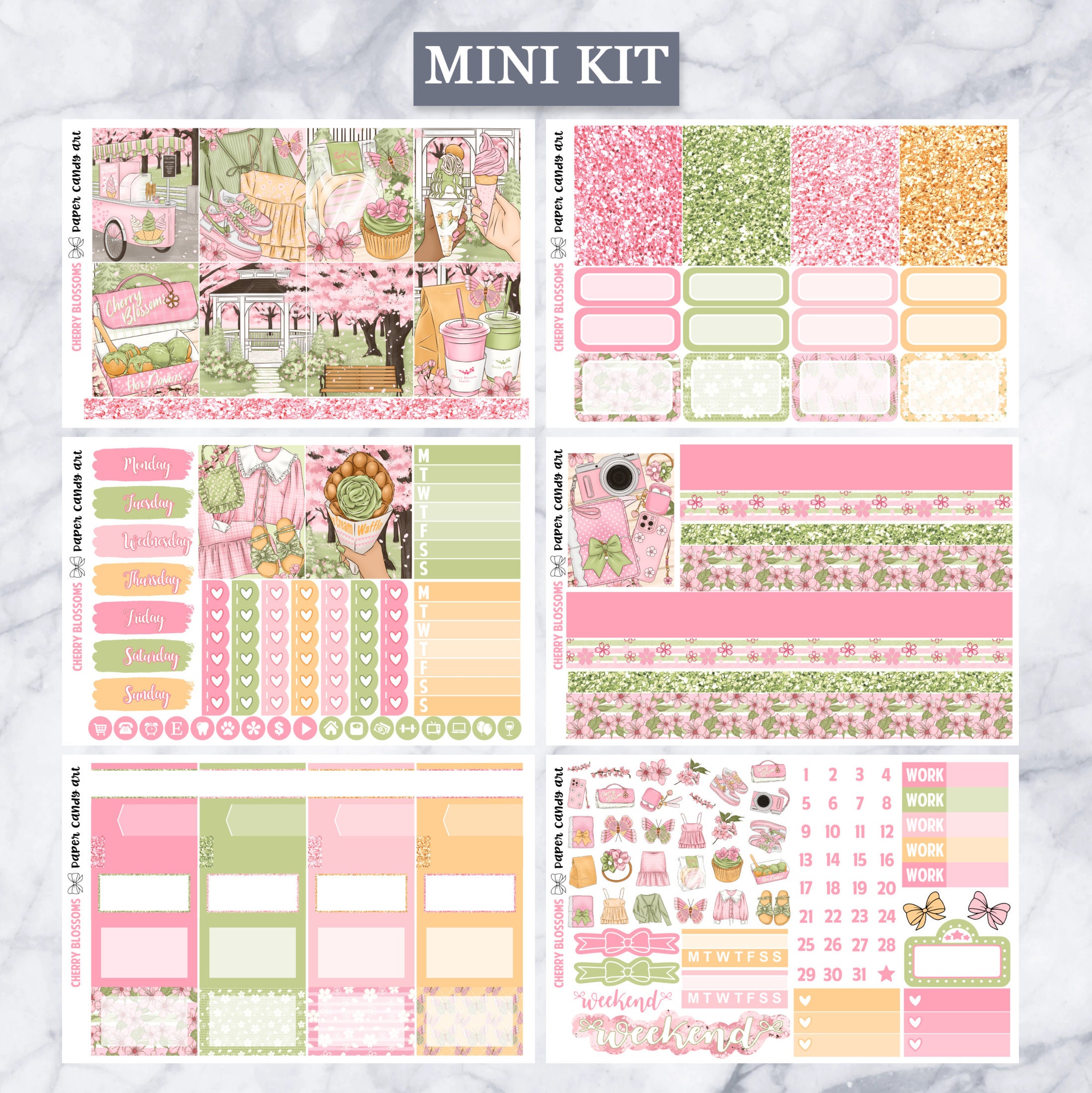 EC Kit Cherry Blossoms // Weekly Planner Stickers Kit // Erin