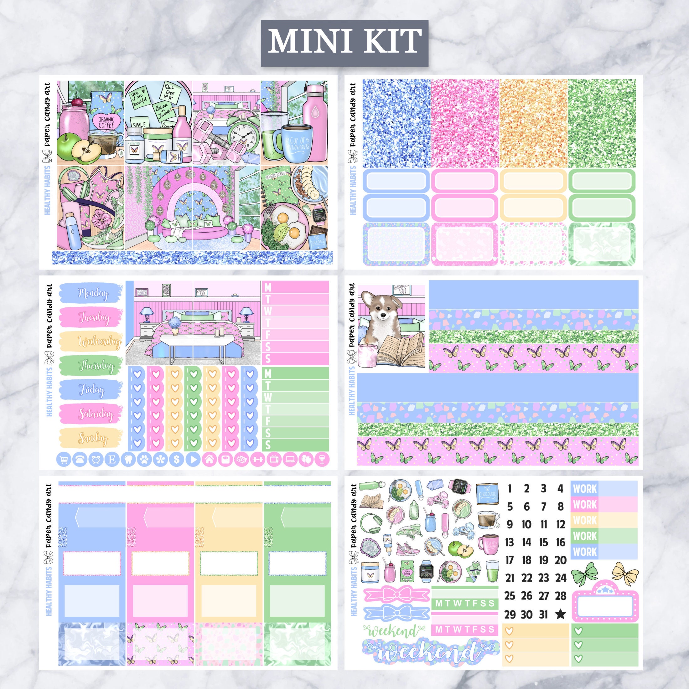 EC Kit Healthy Habits // Weekly Planner Stickers Kit // Erin Condren - Etsy