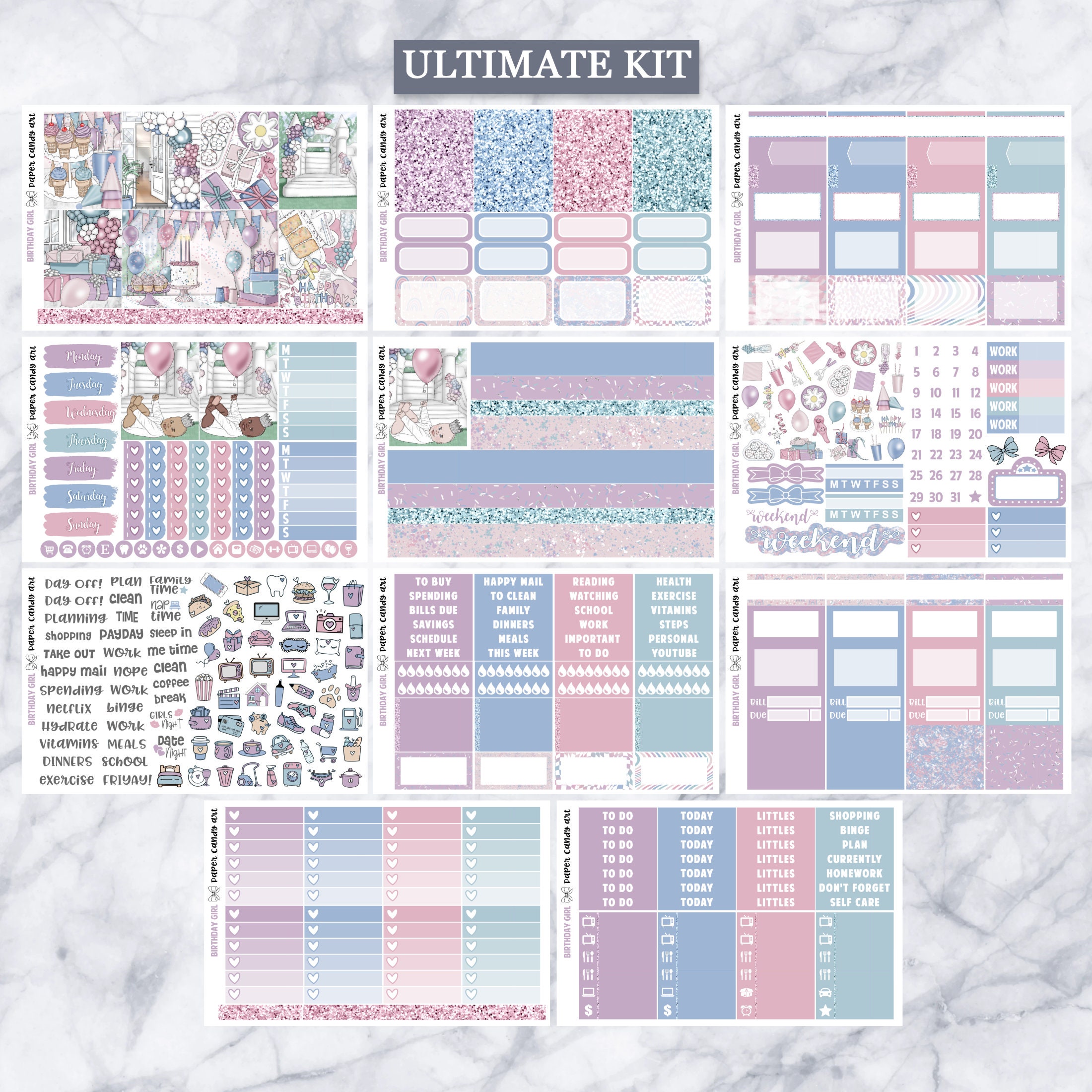 EC Kit Birthday Girl // Weekly Planner Stickers Kit // Erin Condren - Etsy