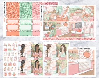 COMPLEMENTOS Peachy // Planner Stickers // caja doble, encabezados brillantes, cajas completas, deco, chicas de moda