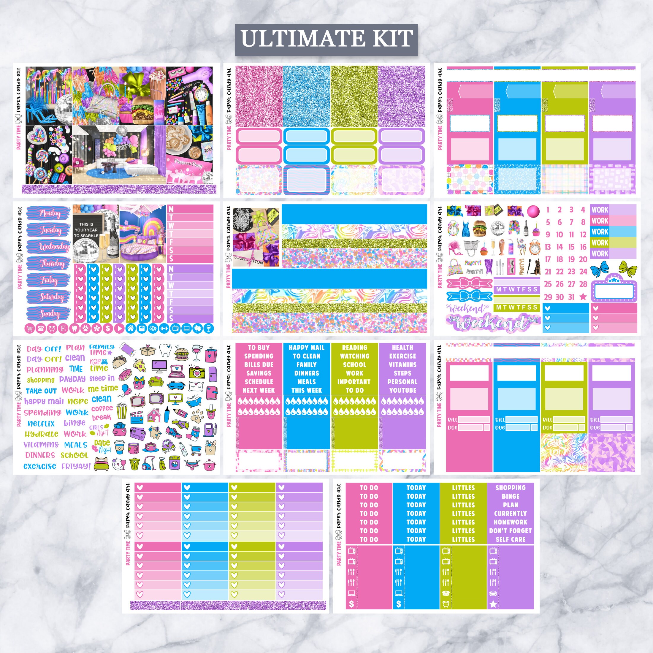 EC Kit Party Time // Weekly Planner Stickers Kit // Erin Condren - Etsy