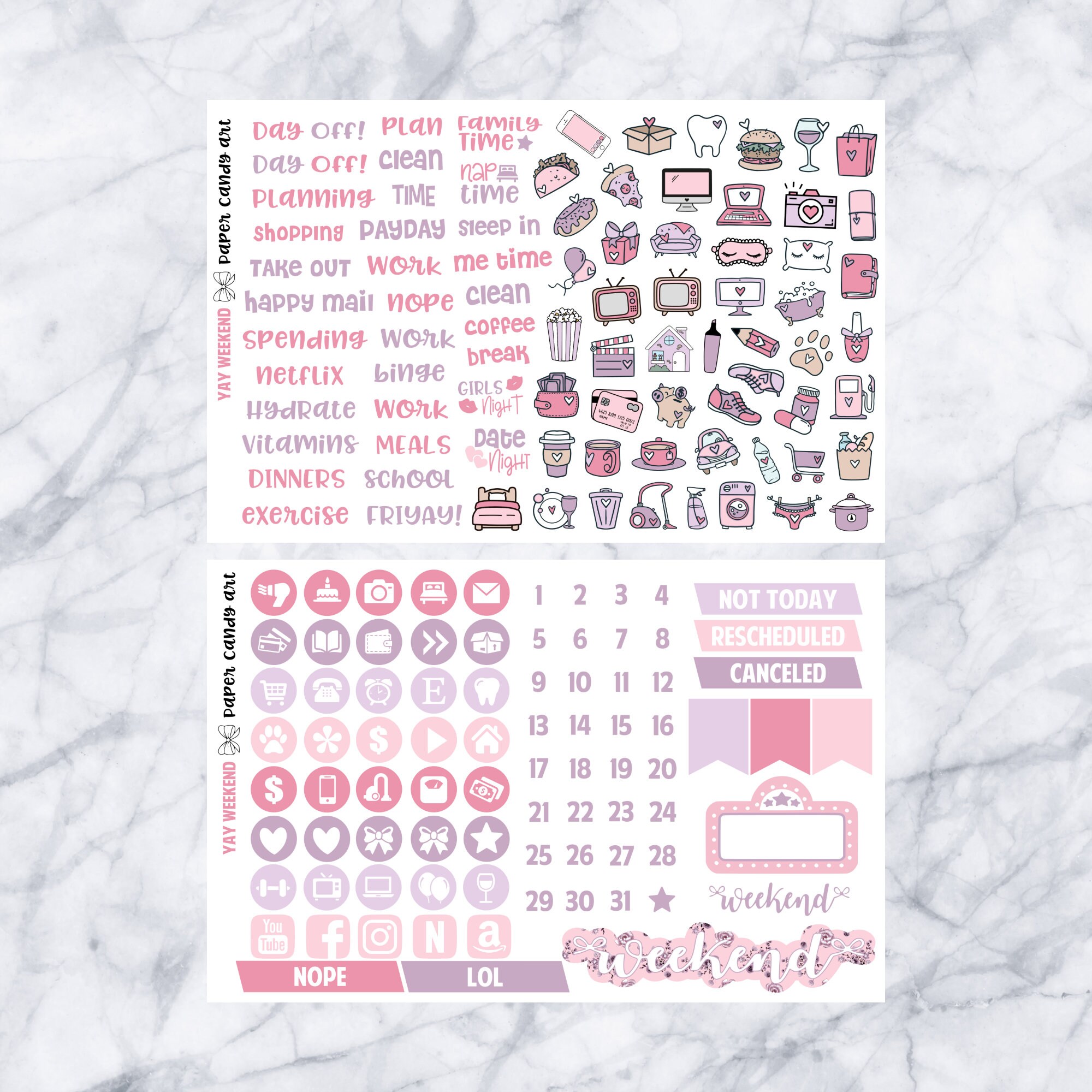 EC DELUXE Kit Yay Weekend // Weekly Planner Stickers Kit // Erin ...