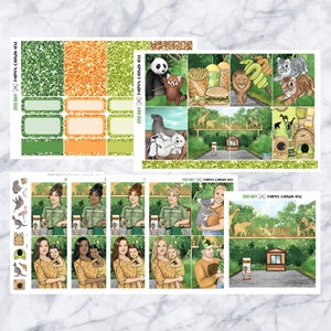 ADD-ONS Zoo Day // Planner Stickers // double boîte, en-têtes pailletés, boîtes complètes, déco, fashion girls