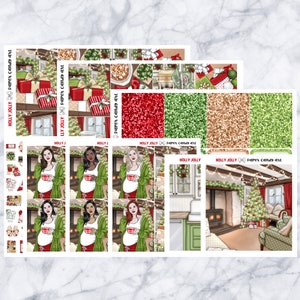 ADD-ONS Holly Jolly // Planner Stickers // double box, glitter headers, full boxes, deco, fashion girls