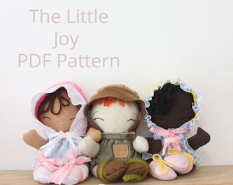 Rag Doll PDF pattern and tutorial with clothes- The Little Joy Pattern -Baby Rag Doll Pattern