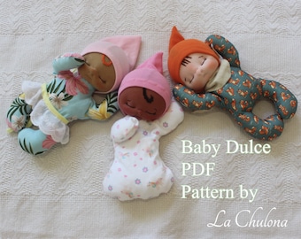 Baby Dulce Doll PDF Pattern: 10&quot; Cloth Rag Doll with Accessories