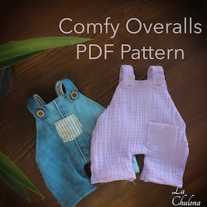 Simple Overalls PDF Pattern for dolls- Easy doll Overalls sewing tutorial for Baby Nina Dolls or similar size dolls