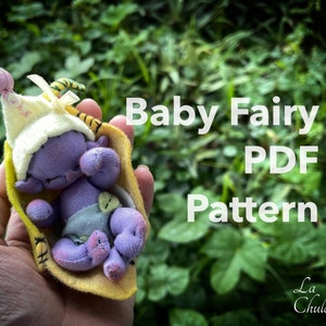 Fairy Doll Pattern- 4 inch soft sculpted fairy baby doll digital pattern tutorial- Advanced diy doll pattern and tutorial- tiny doll pattern