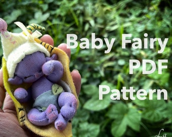 Fairy Doll Sewing Pattern – 4 Inch Baby Doll with Crib (PDF Pattern)