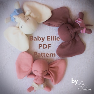 Elephant baby plush Pattern and tutorial- 8 inch Elephant plush digital pattern and tutorial- DIY Elephant doll with diaper