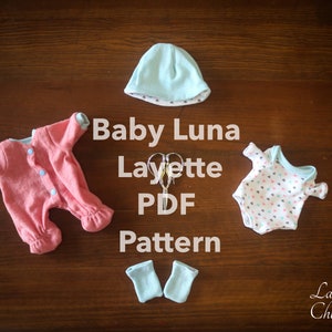 Baby Luna Layette Pattern- 11 inch Doll clothes tutorial- Baby Doll clothes pattern