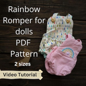 Rainbow Doll Romper Pattern and tutorial- Doll clothes Pattern, DIY doll romper