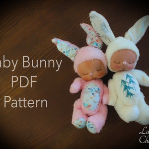 Baby Bunny PDF Pattern and Tutorial- Tutorial to make a 7 inch plush bunny doll- DIY doll