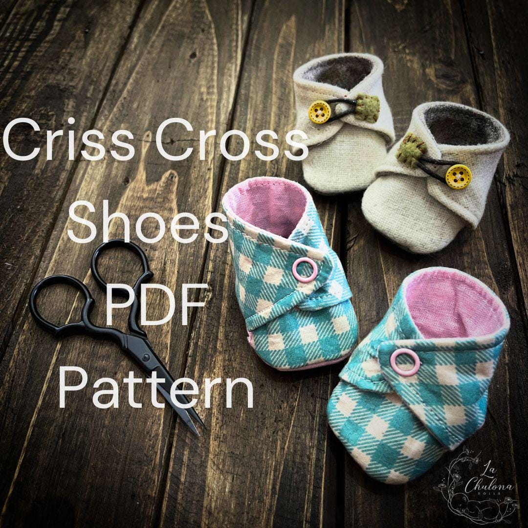 Doll Shoes Pattern: Criss Cross shoes for dollsPDF Sewing Tutorial