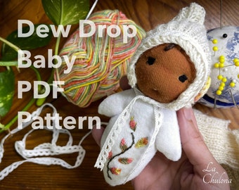 Baby Dew Drop Pattern for Video Tutorial on YouTube, Waldorf doll pattern, doll tutorial