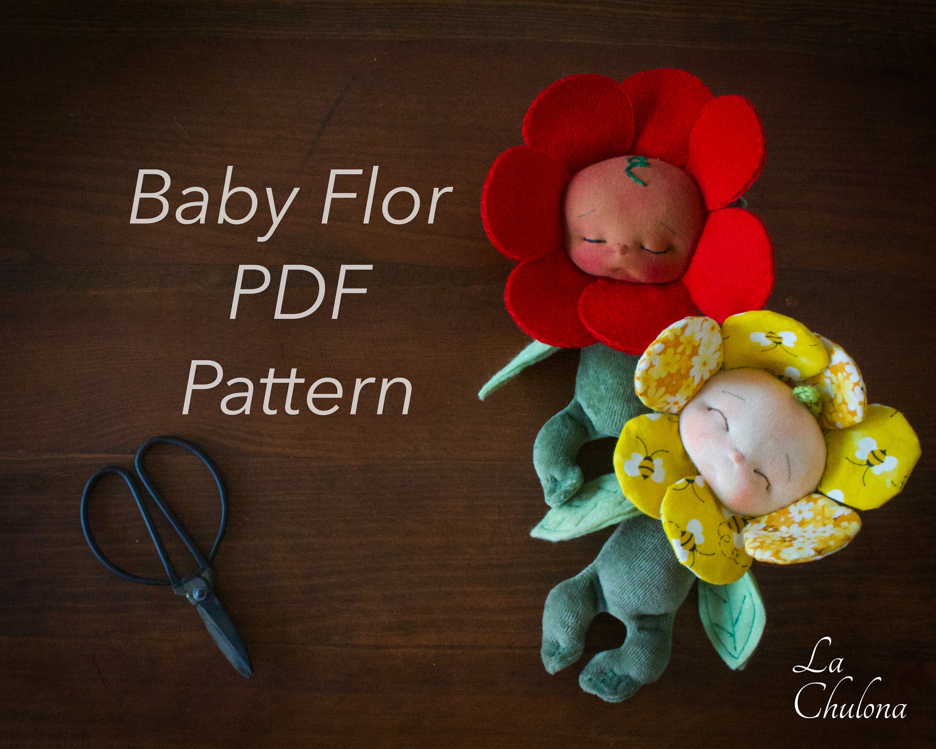 Flower Baby Doll Sewing Pattern: 7" Plush Toy (PDF Pattern)