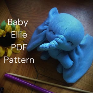Elephant Plush Sewing Pattern: 8-inch Baby Doll with Diaper (PDF Pattern)