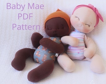 Baby Mae PDF Pattern- 13" baby doll tutorial- DIY doll- Resizable pattern
