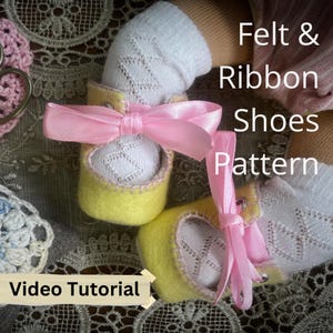 Felt & Ribbon shoes for dolls- doll shoes pattern for 11 inch and 13 inch dolls.