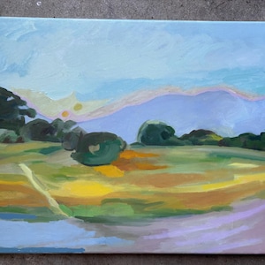 Santa Barbara Landscape – 20x16 Original Oil Painting on Canvas, California Coastal Meadow, Impressionist Wall Art