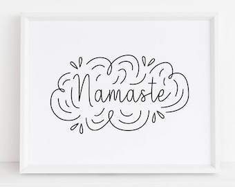 Namaste Print, Yoga Art, Zen Art, Yoga Prints, Yoga Mantra, Yoga Sayings, Printable Wall Art, Instant Download, Mother's Day Gift, 10 x 8