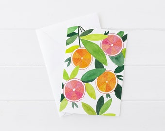 Citrus Watercolor Greeting Card, 5x7, Citrus Card, Mother's Day Gift